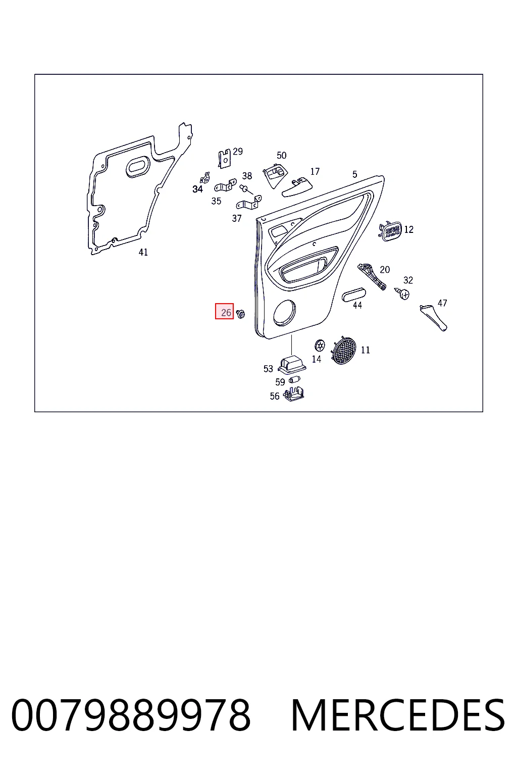0079889978 Mercedes Clips de fijación para panel de puerta