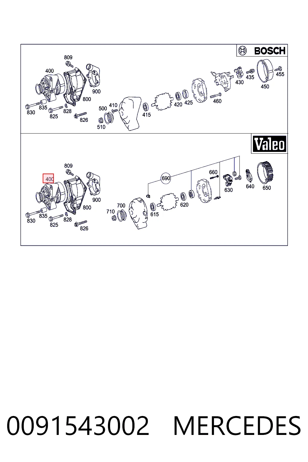 0091543002 Mercedes Alternador de coche