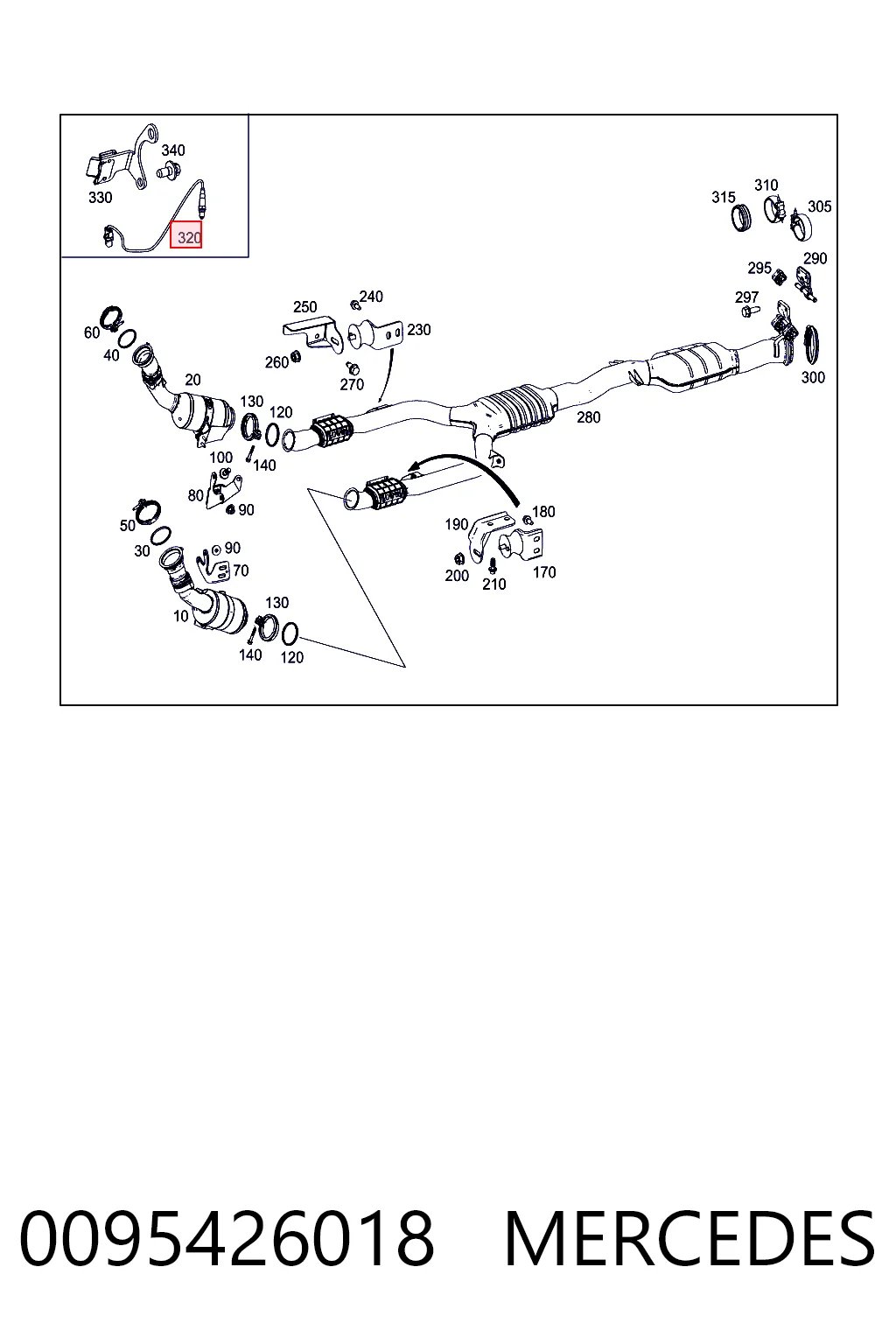 0095426018 Mercedes Sonda lambda, sensor de oxígeno antes del catalizador izquierdo