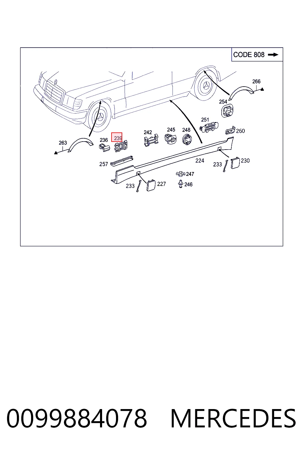 0099884078 Mercedes Soporte de umbral
