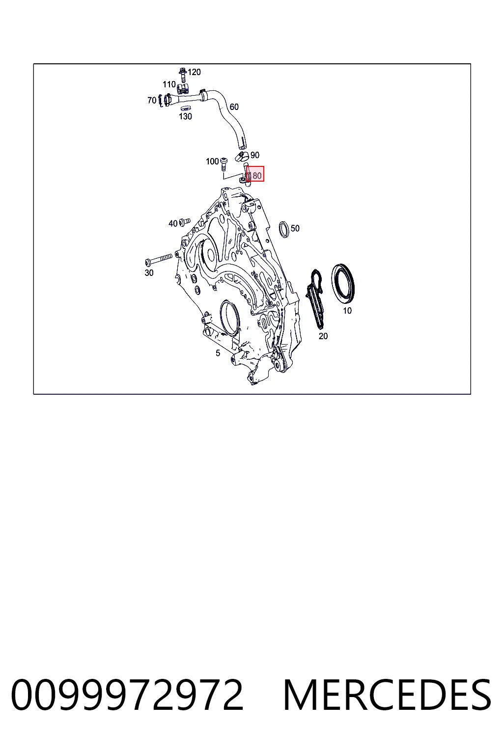 0099972972 Mercedes Racor del bloque del sistema de refrigeración