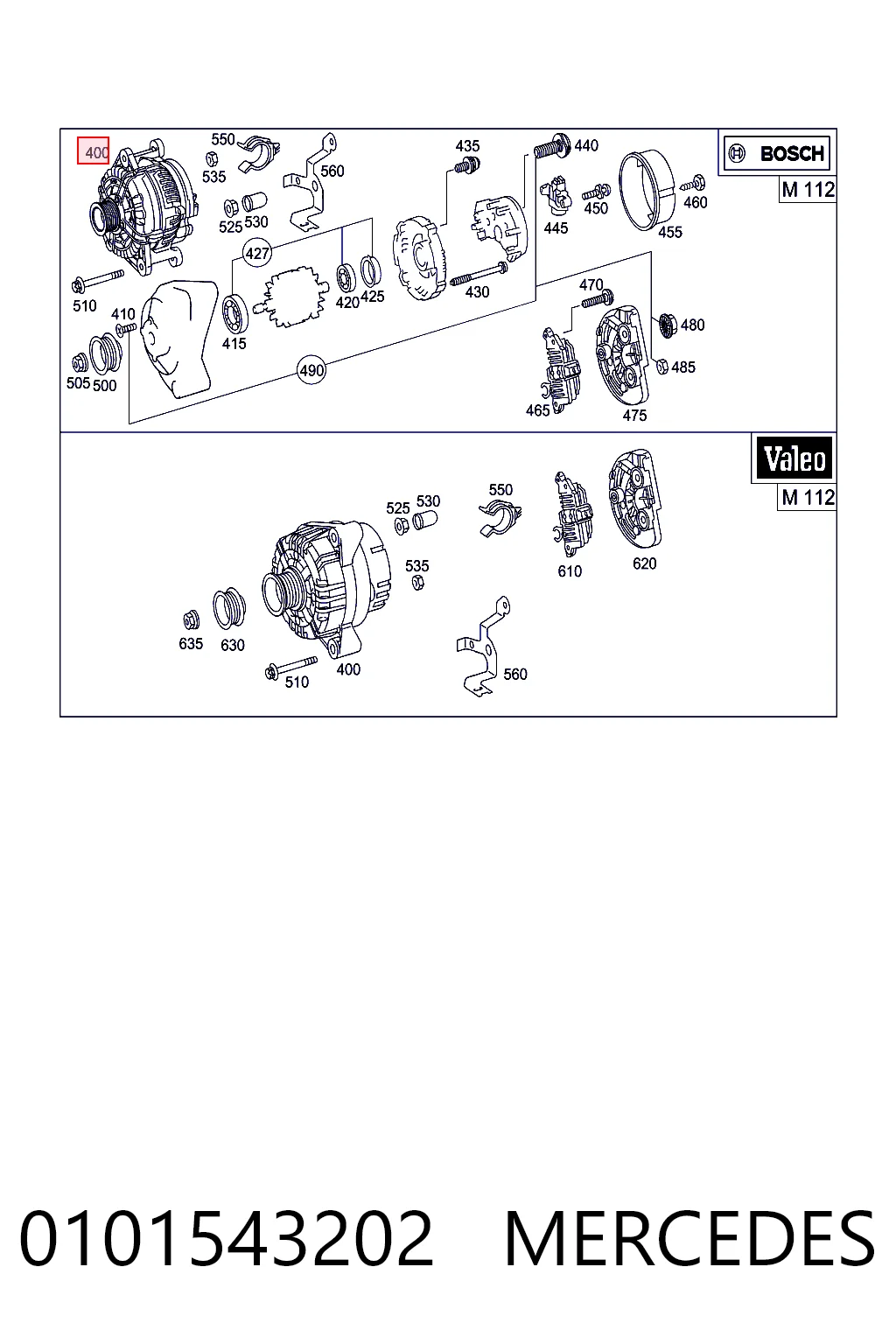 0101543202 Mercedes Alternador de coche