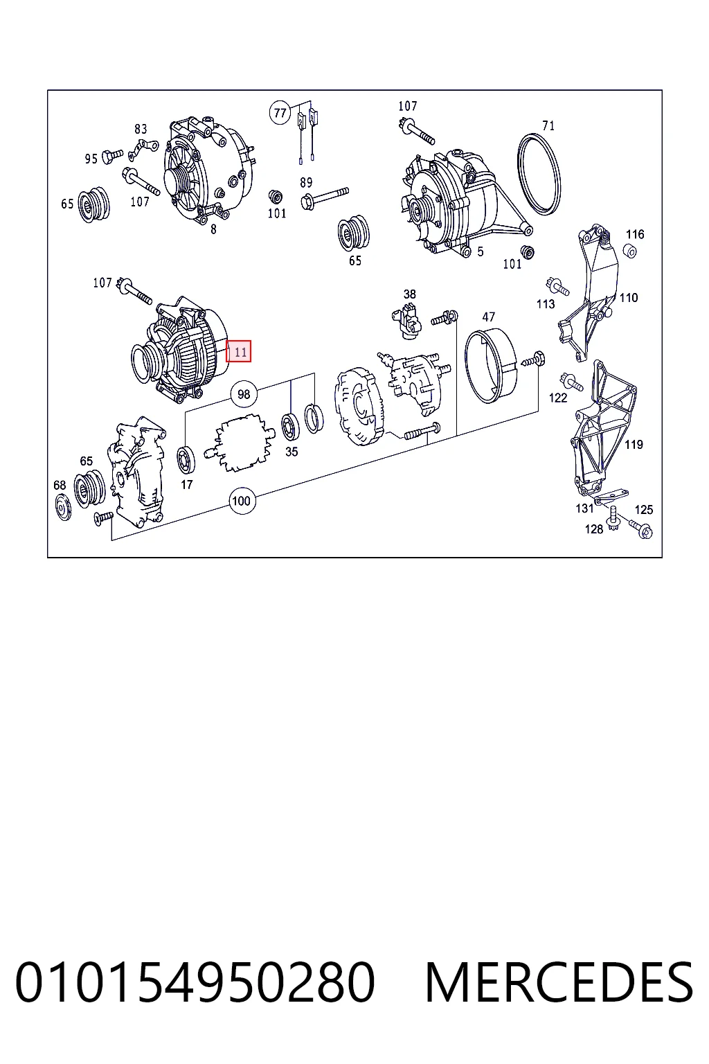 010154950280 Mercedes Alternador de coche