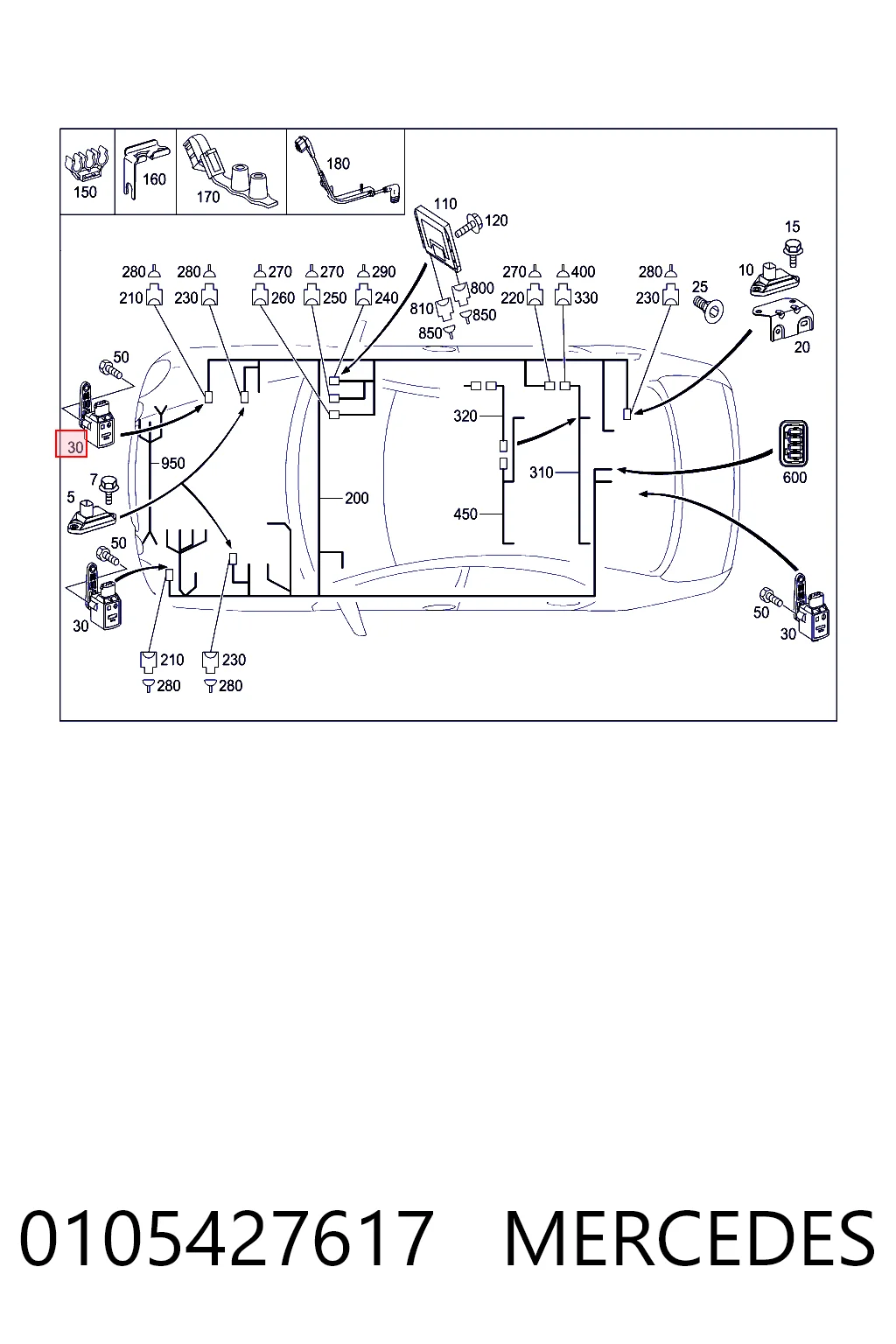 0105427617 Mercedes Sensor de nivel de carrocería delantero derecho