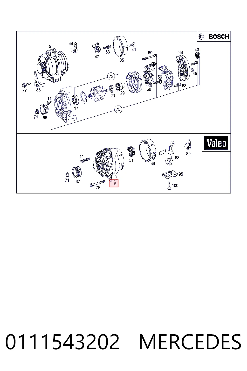 0111543202 Mercedes Alternador de coche