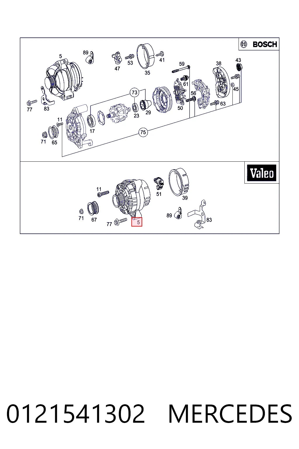 0121541302 Mercedes Alternador de coche