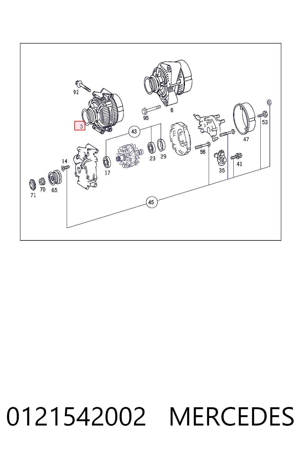0121542002 Mercedes Alternador de coche
