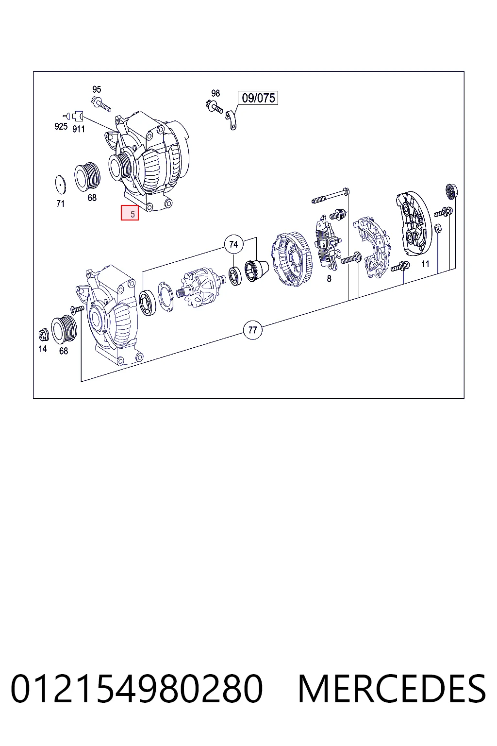 012154980280 Mercedes Alternador de coche