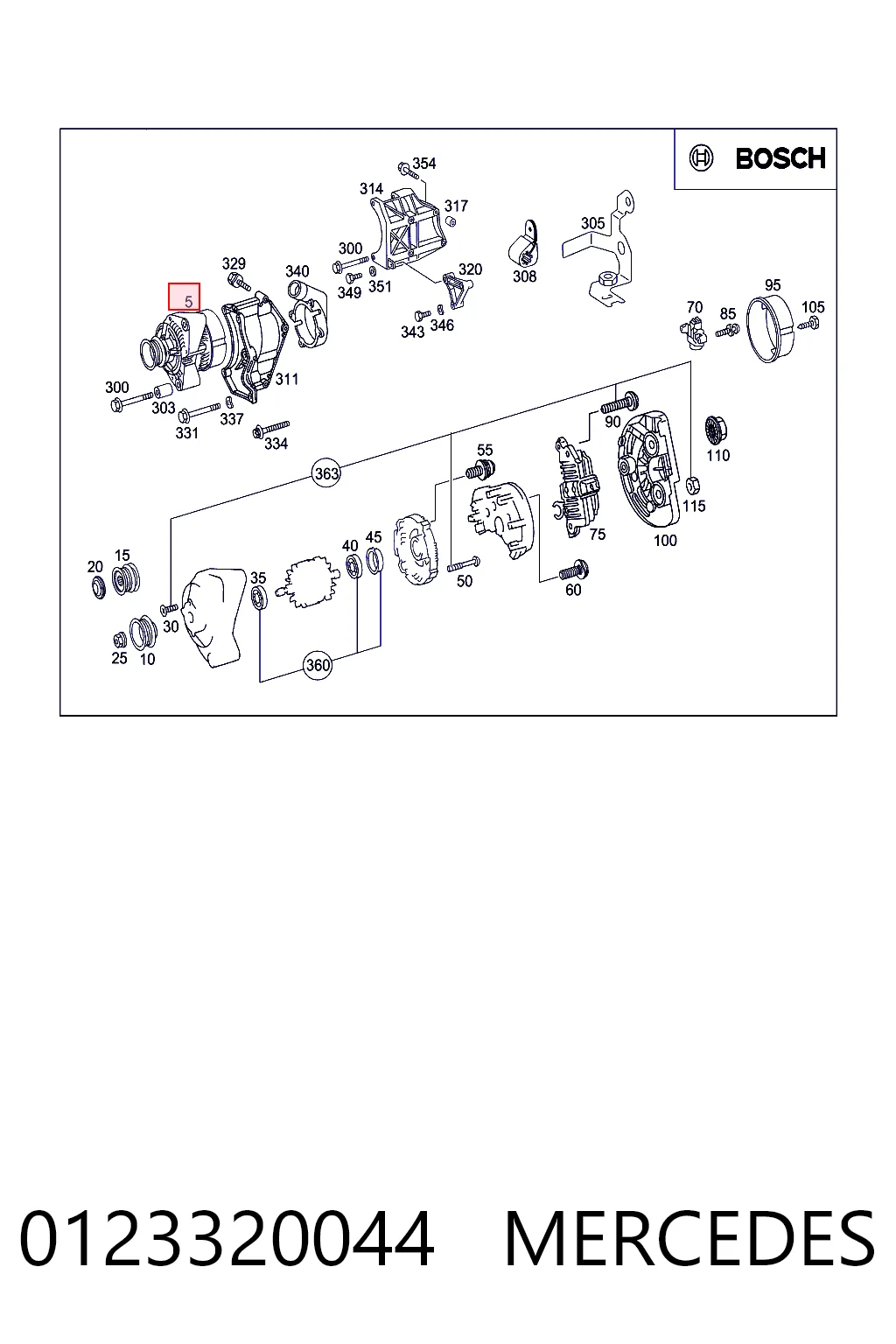 0123320044 Mercedes Alternador de coche