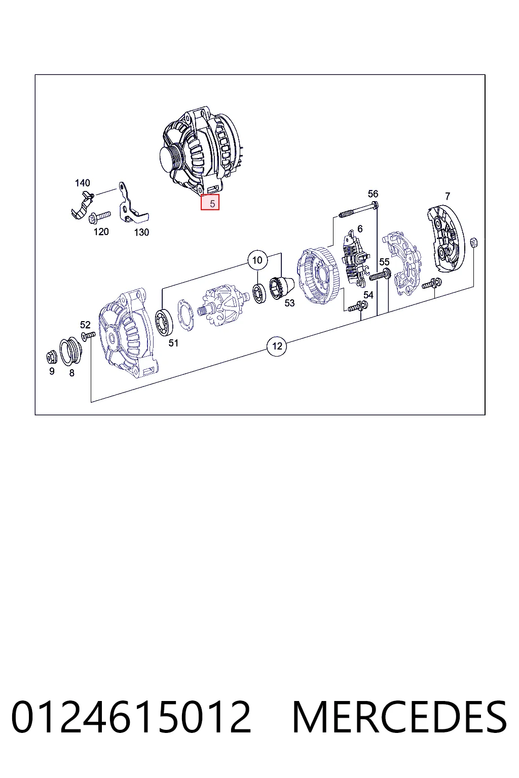 0124615012 Mercedes Alternador de coche