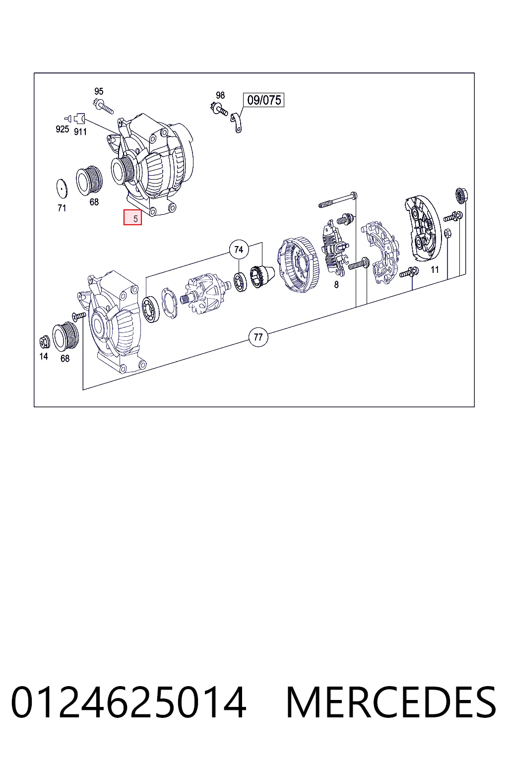 0124625014 Mercedes Alternador de coche