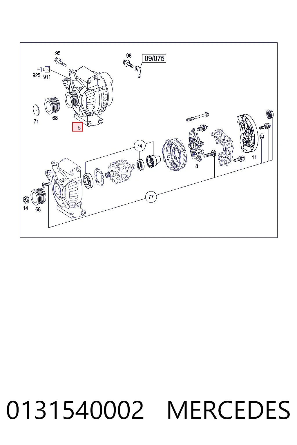 0131540002 Mercedes Alternador de coche