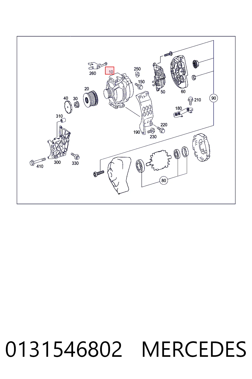 0131546802 Mercedes Alternador de coche