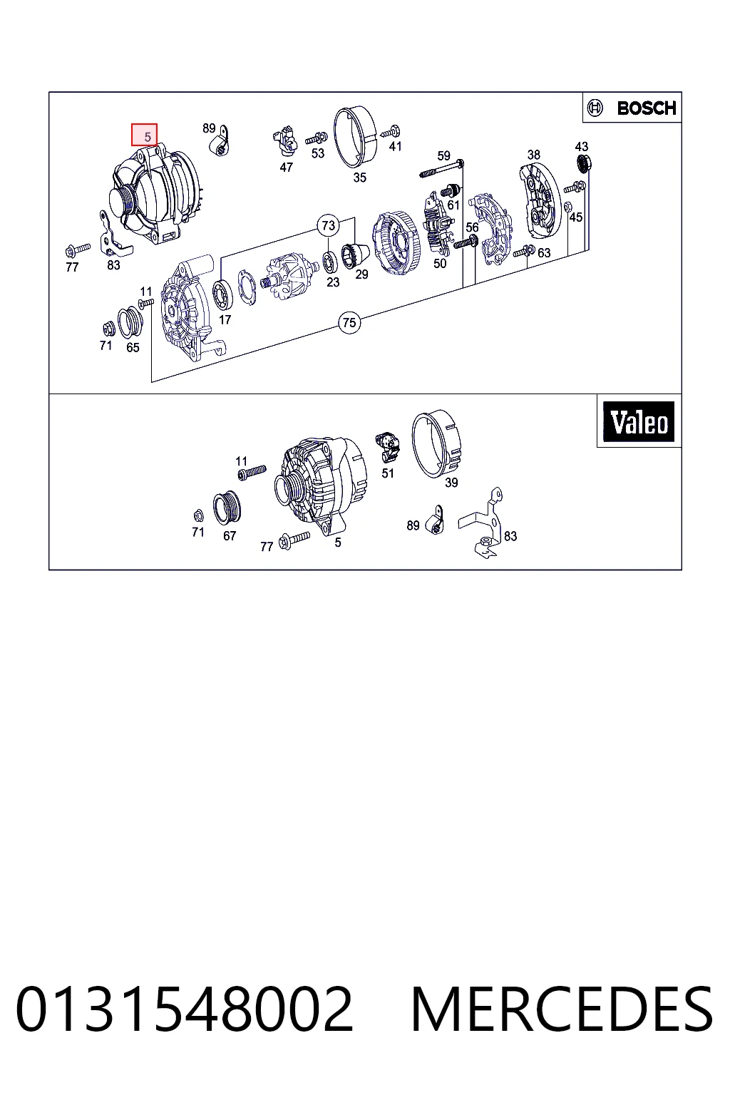 0131548002 Mercedes Alternador de coche