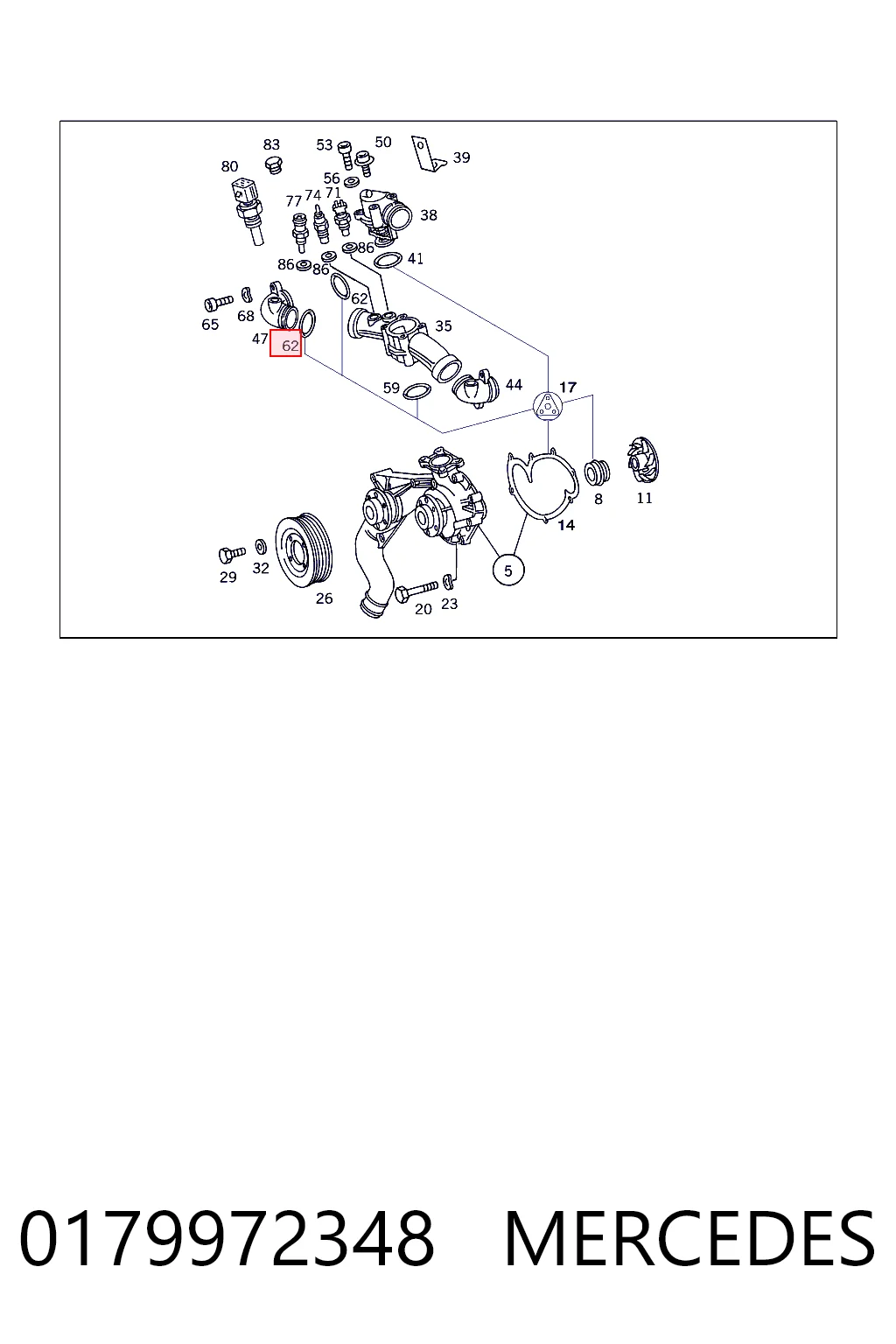 0179972348 Mercedes Junta termostato