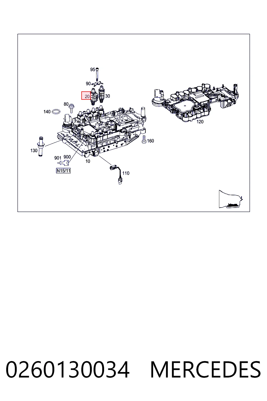 0260130034 Mercedes Solenoide de transmisión automática
