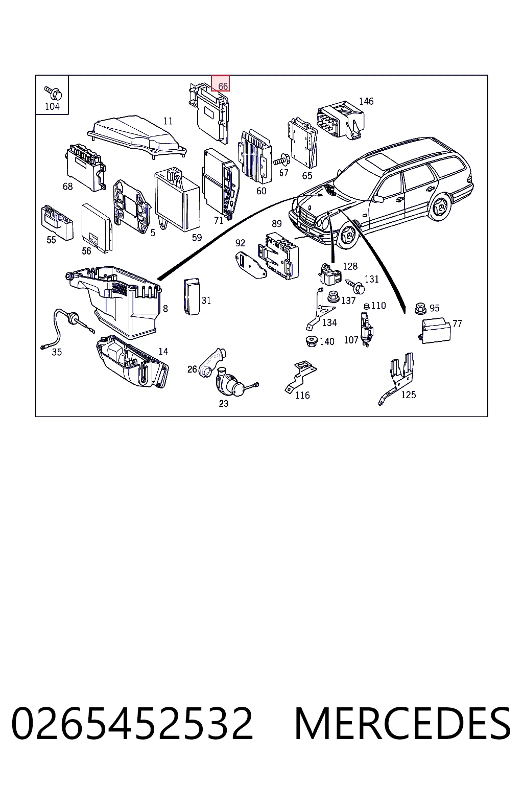 Unidad de control del motor (ECU) 0265452532 MERCEDES
