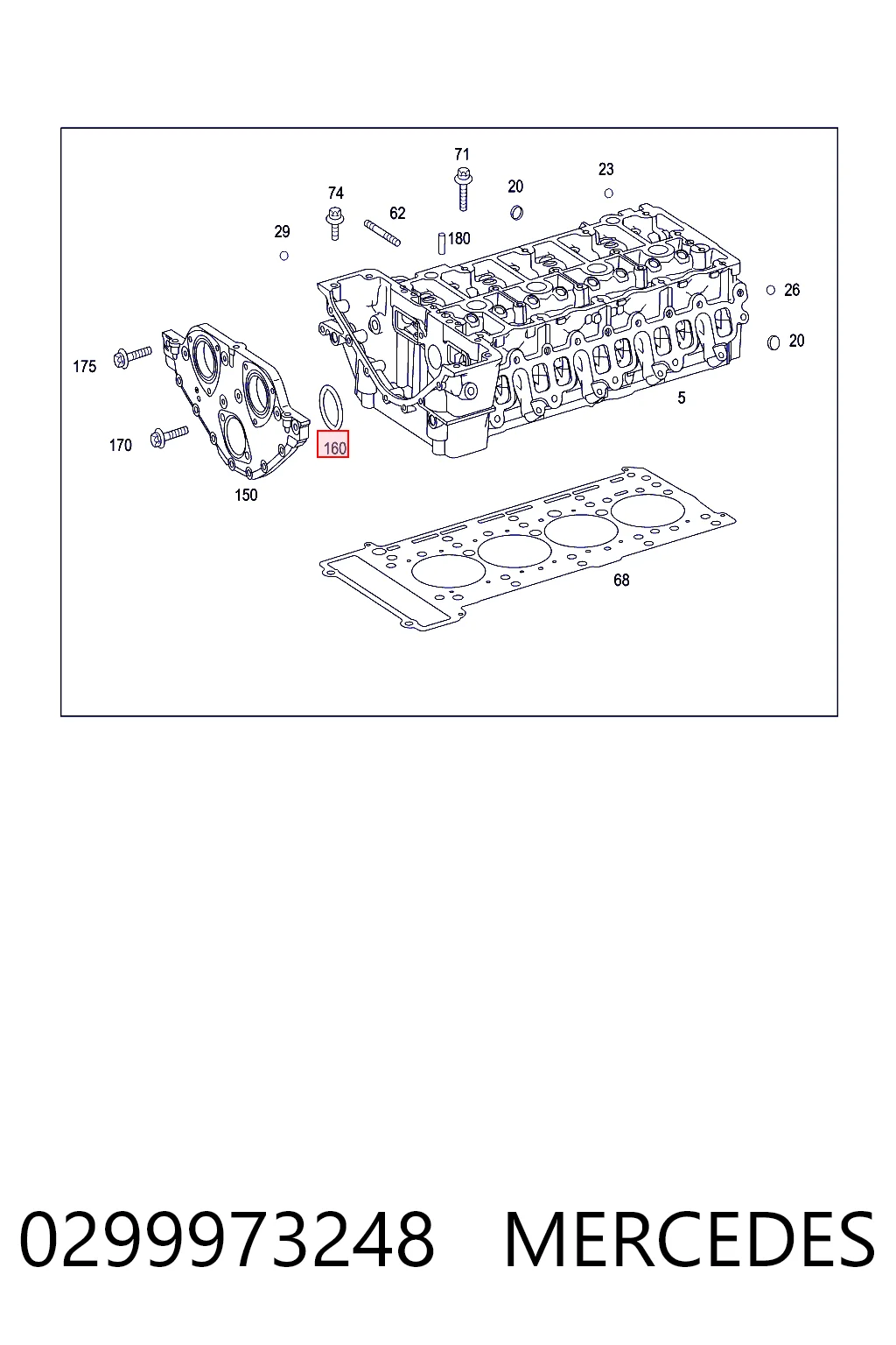 0299973248 Mercedes Anillo de sellado de la tapa delantera de la culata