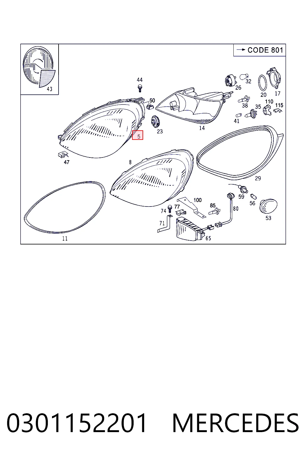 Faros delanteros Mercedes A 