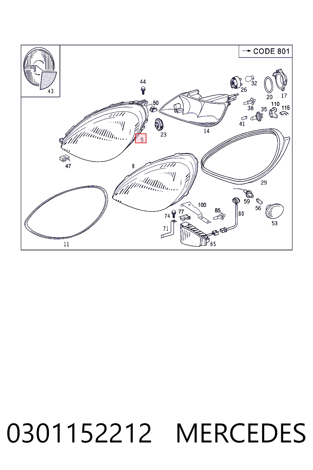  Faro derecho Mercedes A 