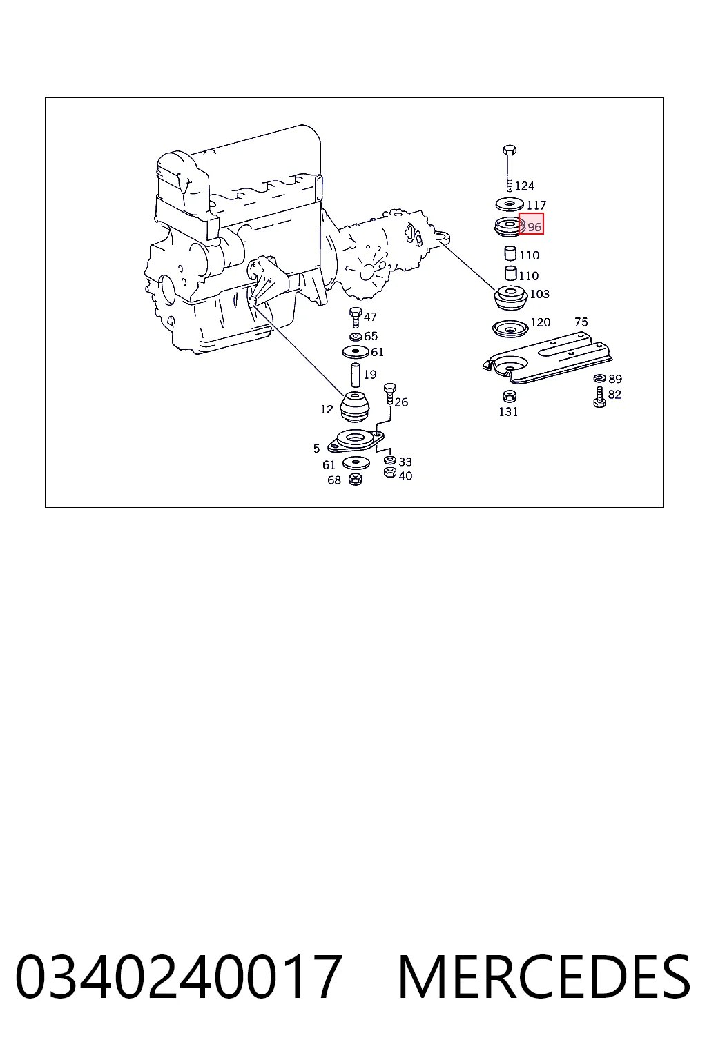 Soporte de transmisión (soporte de caja de cambios) 0340240017 MERCEDES
