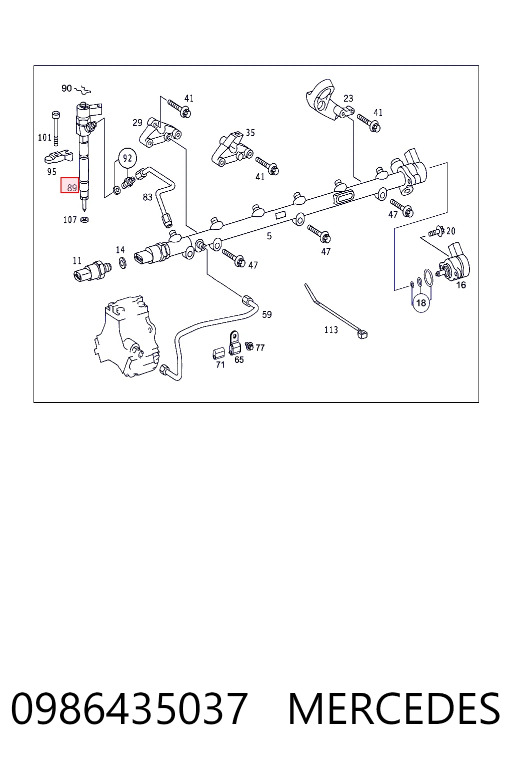 0986435037 Mercedes Inyector de combustible