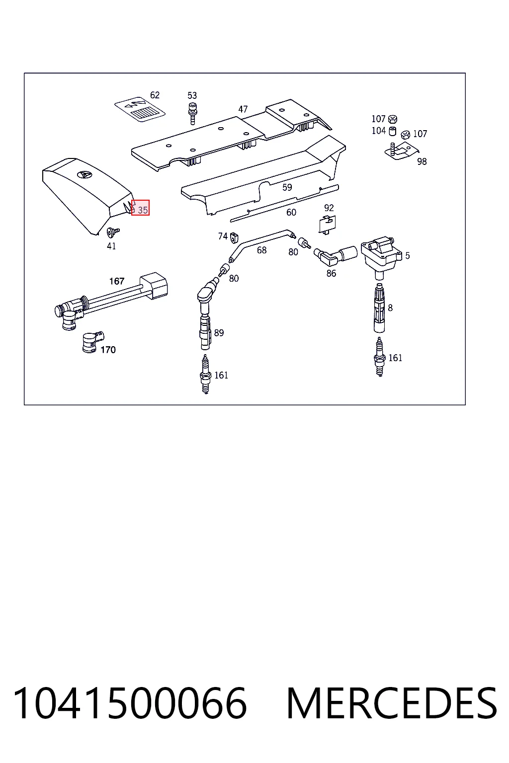 1041500066 Mercedes Tapa del motor decorativa