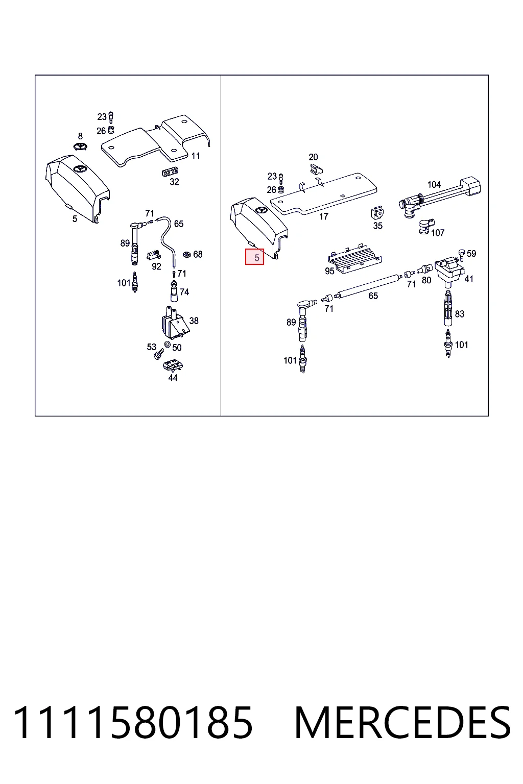 Cubierta decorativa del motor 1111580185 MERCEDES