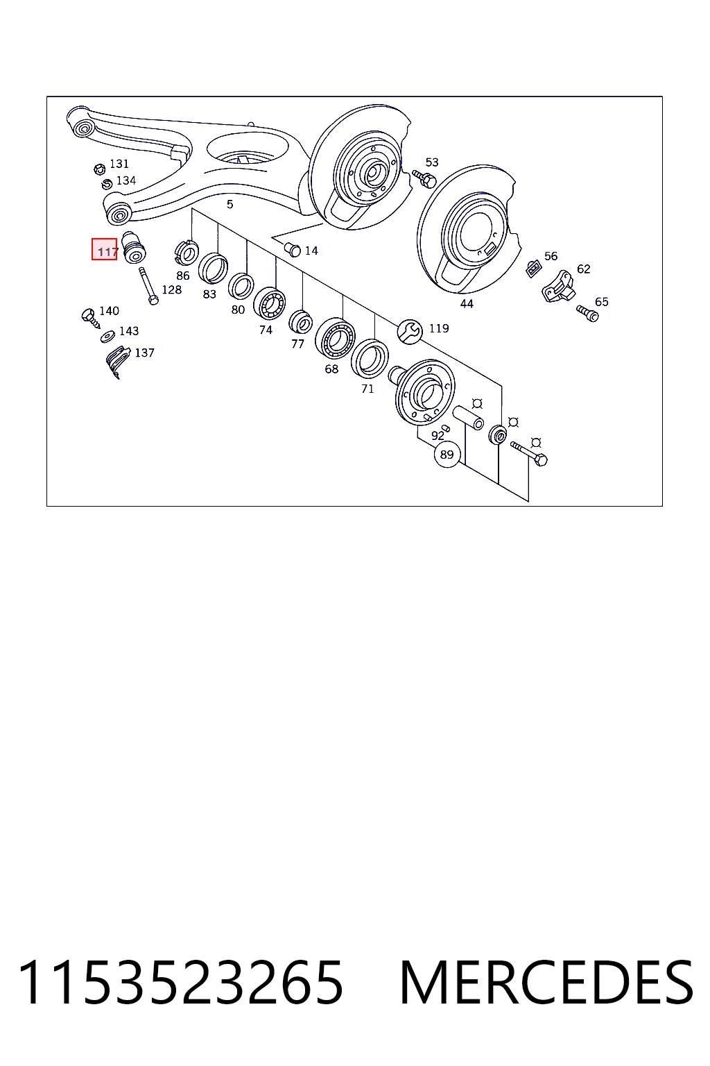 1153523265 Mercedes Buje del brazo inferior trasero