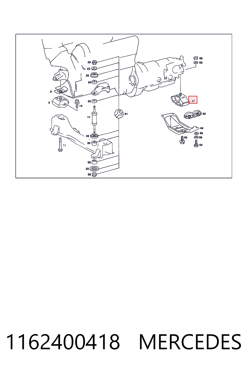 1162400418 Mercedes Soporte de caja de velocidades