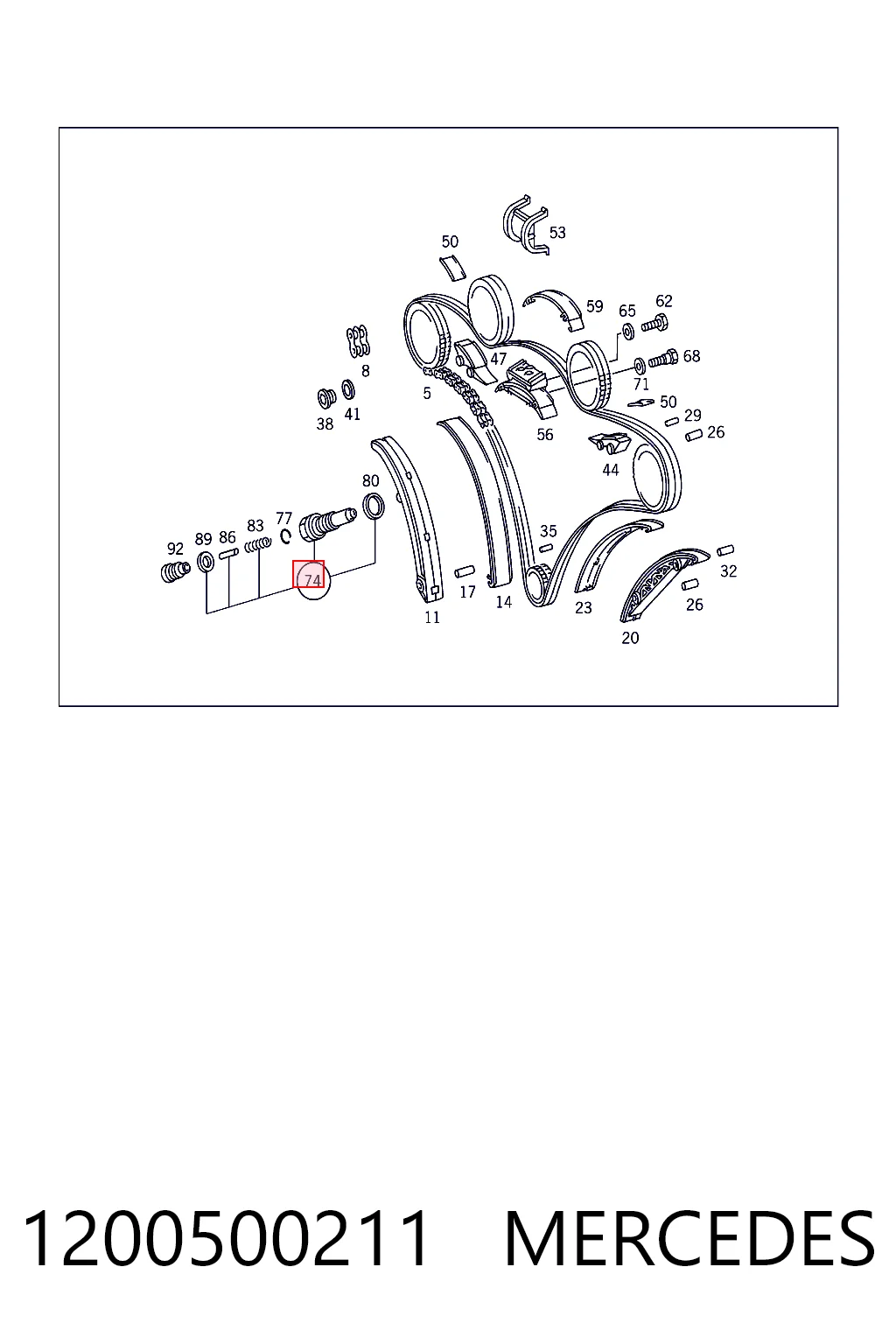Tensor de cadena de distribución Mercedes A1200500111 precio, desde 56,99 EUR