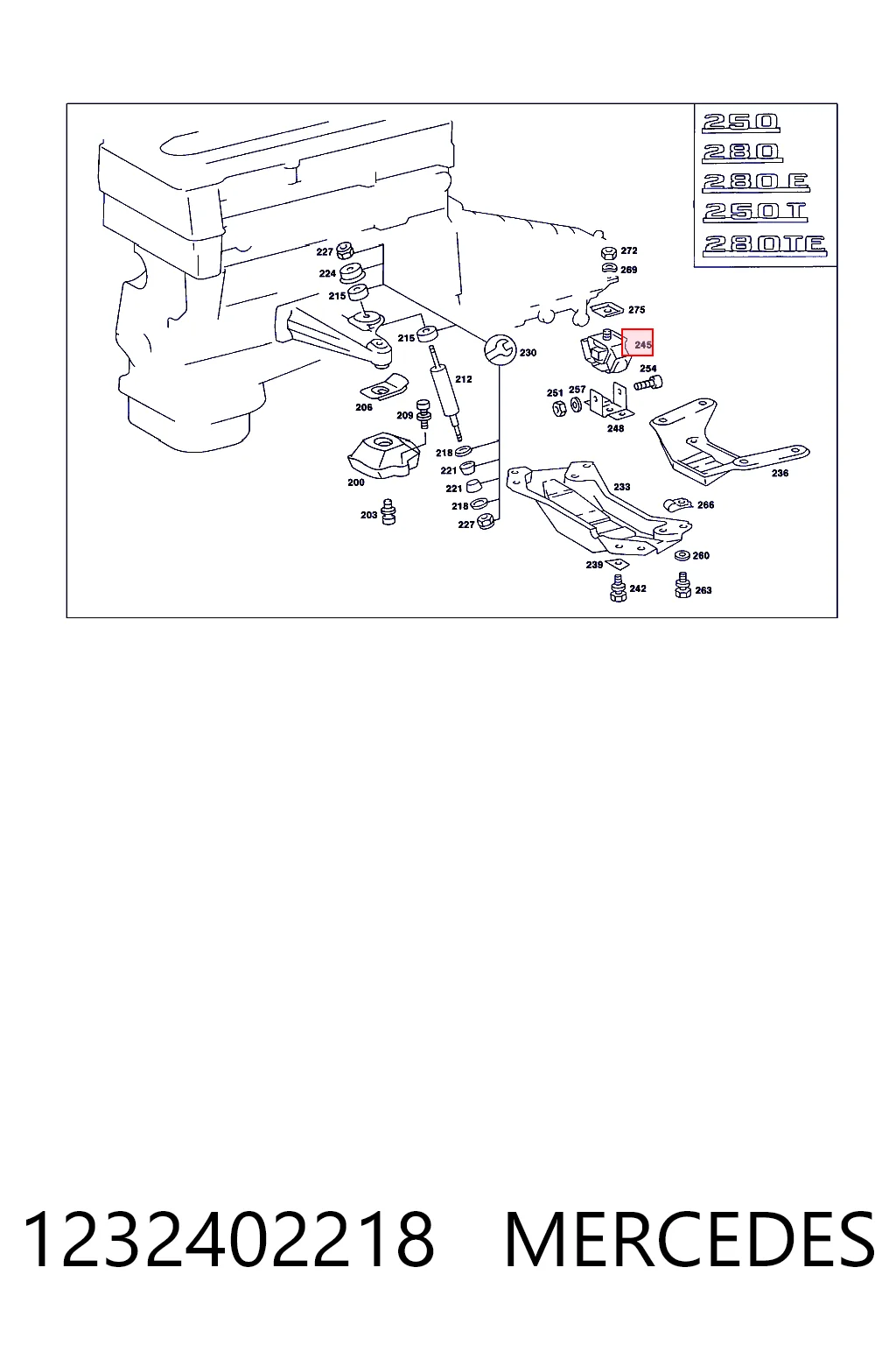 1232402218 Mercedes Soporte de caja de velocidades