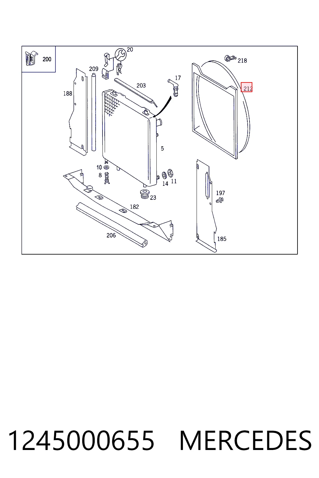 Difusor del radiador de refrigeración 1245000655 MERCEDES