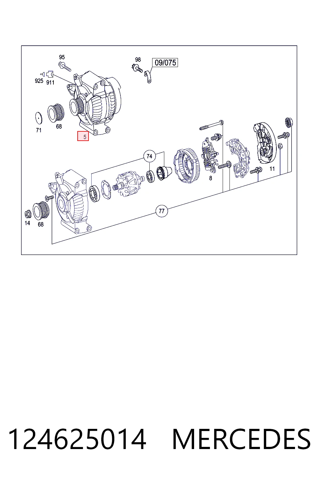 124625014 Mercedes Alternador de coche