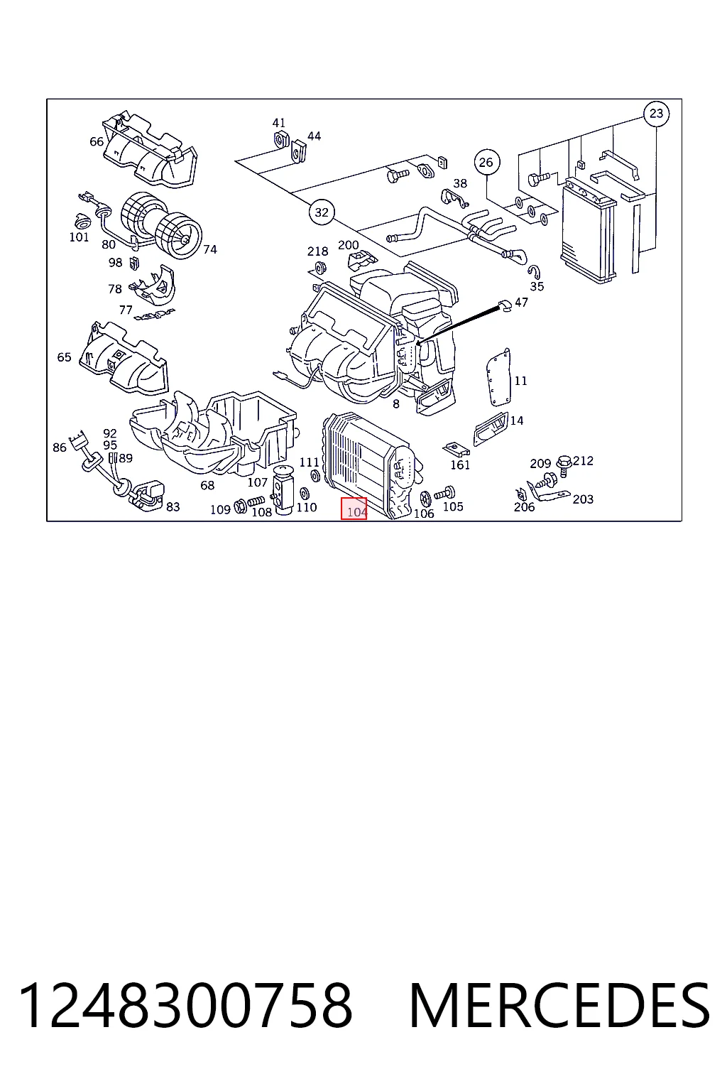 1248300758 Mercedes Evaporador, aire acondicionado