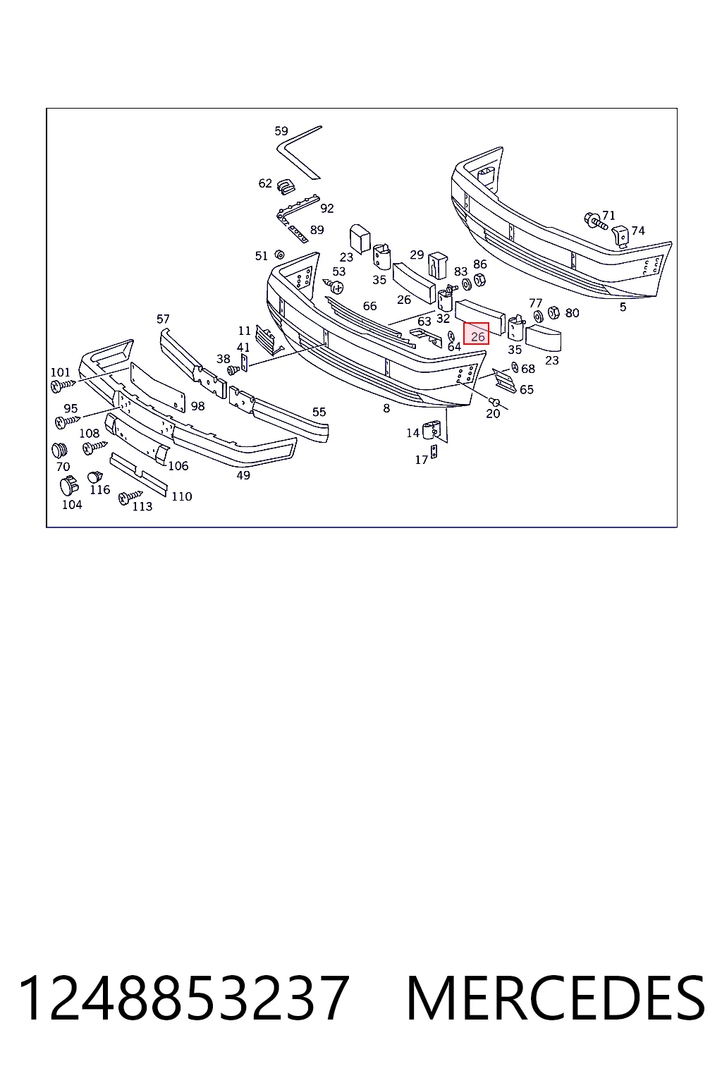 Absorbedor del parachoques delantero 1248853237 MERCEDES