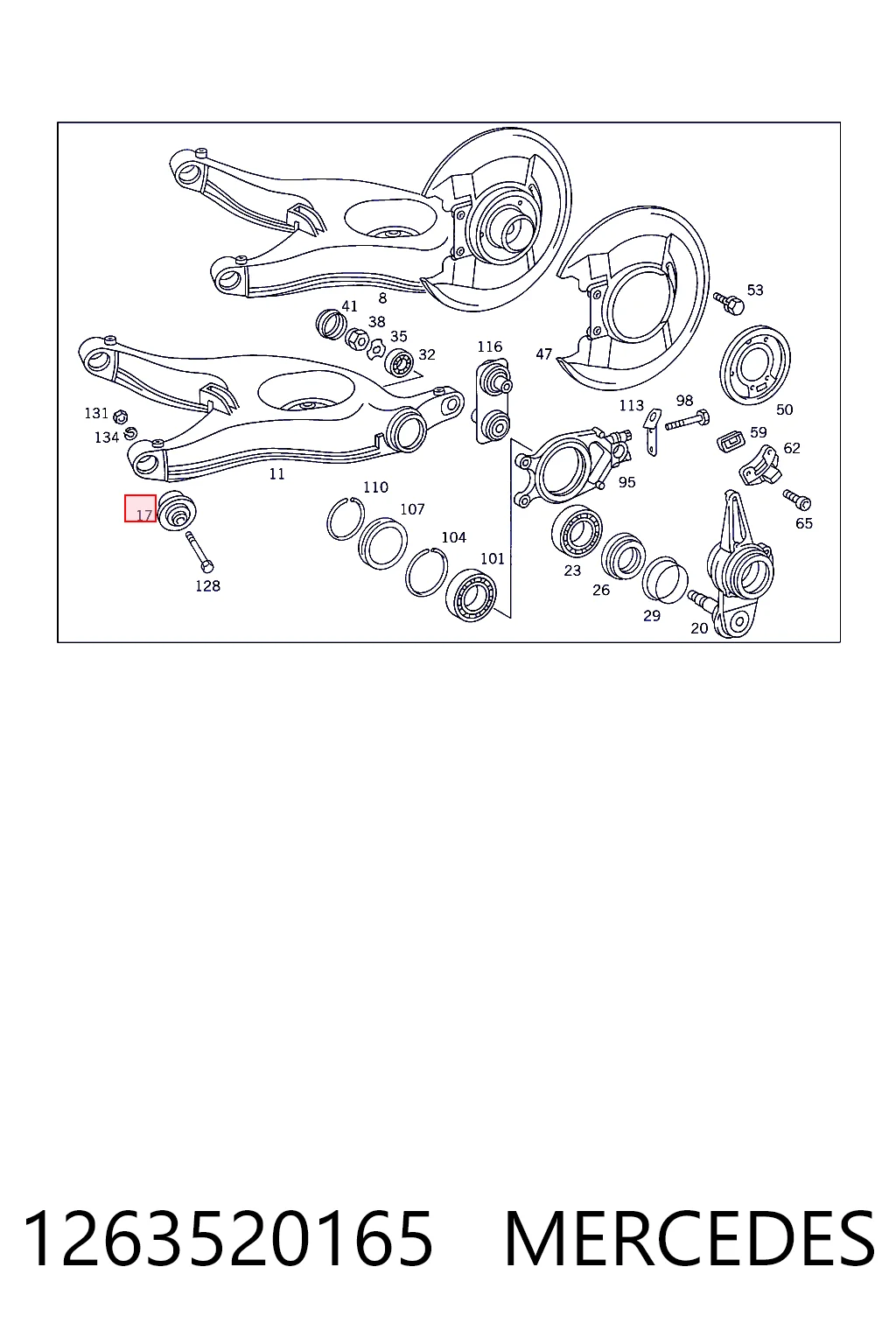 1263520165 Mercedes Buje del brazo inferior trasero