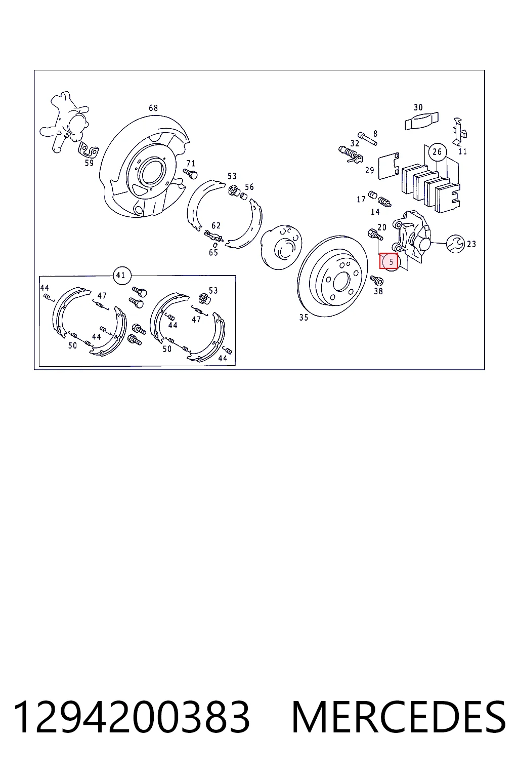1294200383 Mercedes Pinza de freno trasera derecha