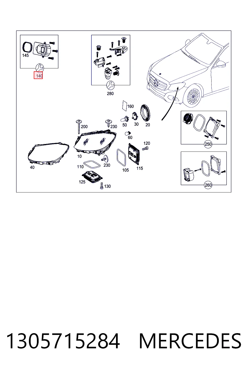1305715284 Mercedes Módulo de control de luces de faros (ECU)