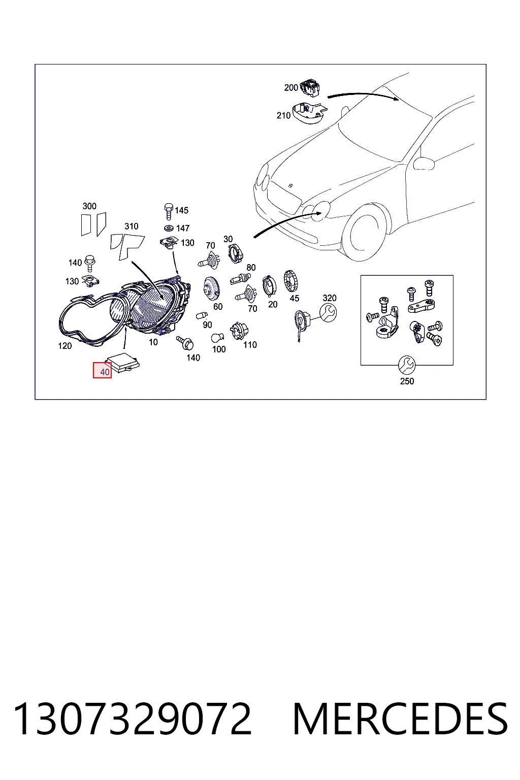 1307329072 Mercedes Centralita, faros xenon