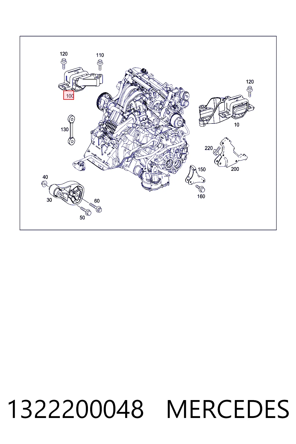 1322200048 Mercedes Soporte de motor derecho
