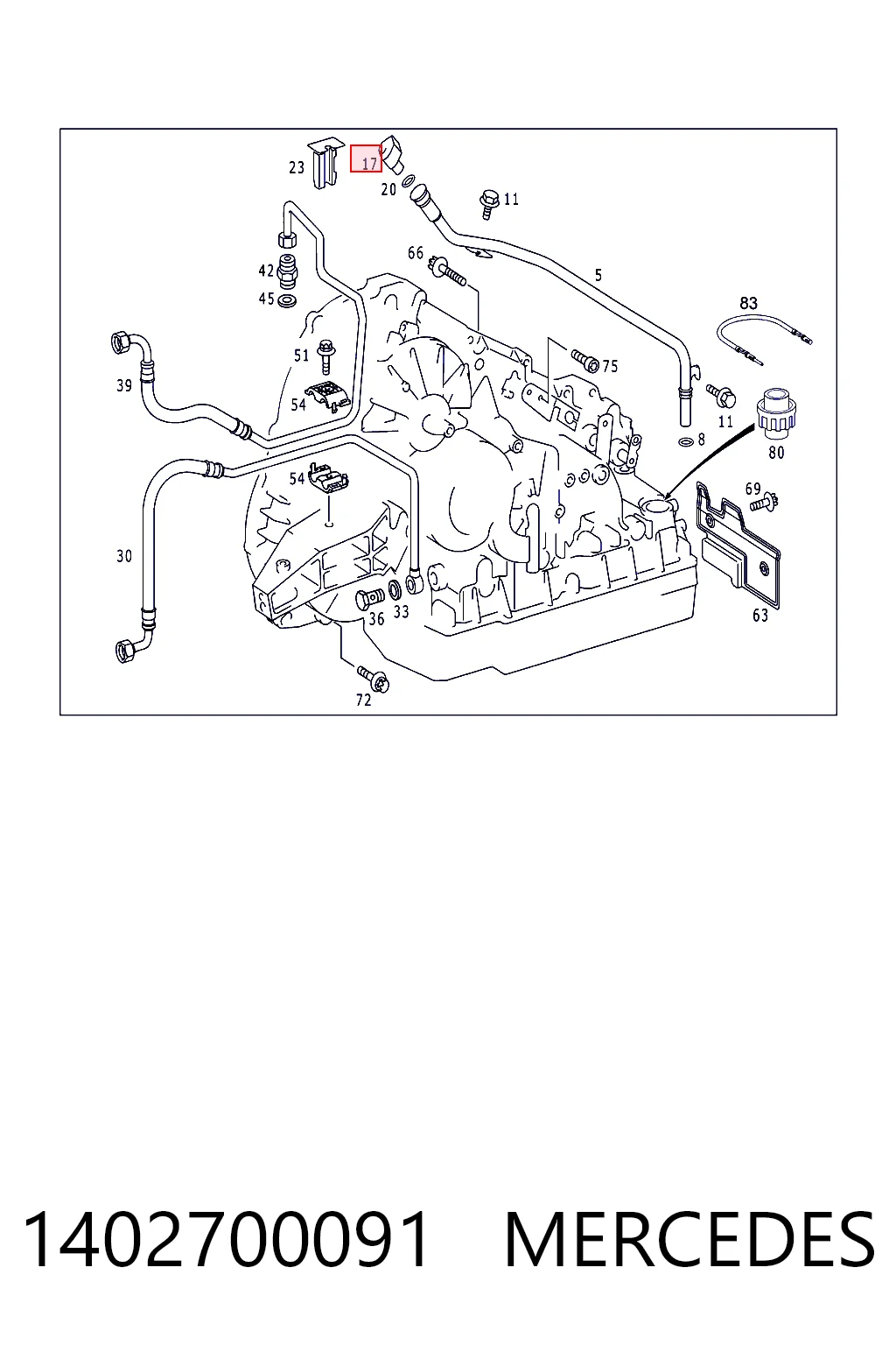 1402700091 Mercedes Tapón de la guía de la varilla de medición de la transmisión automática