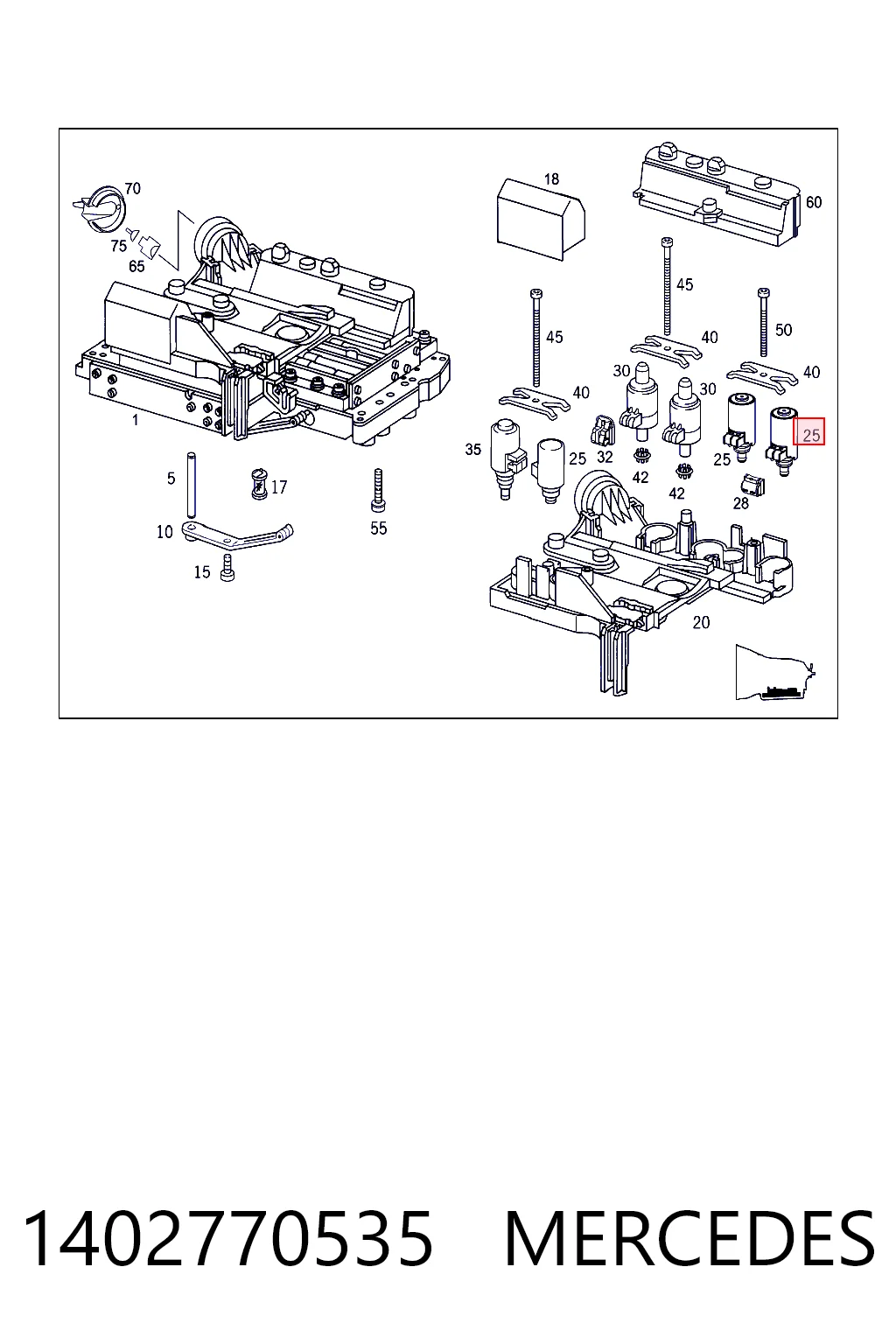 1402770535 Mercedes Solenoide de transmisión automática