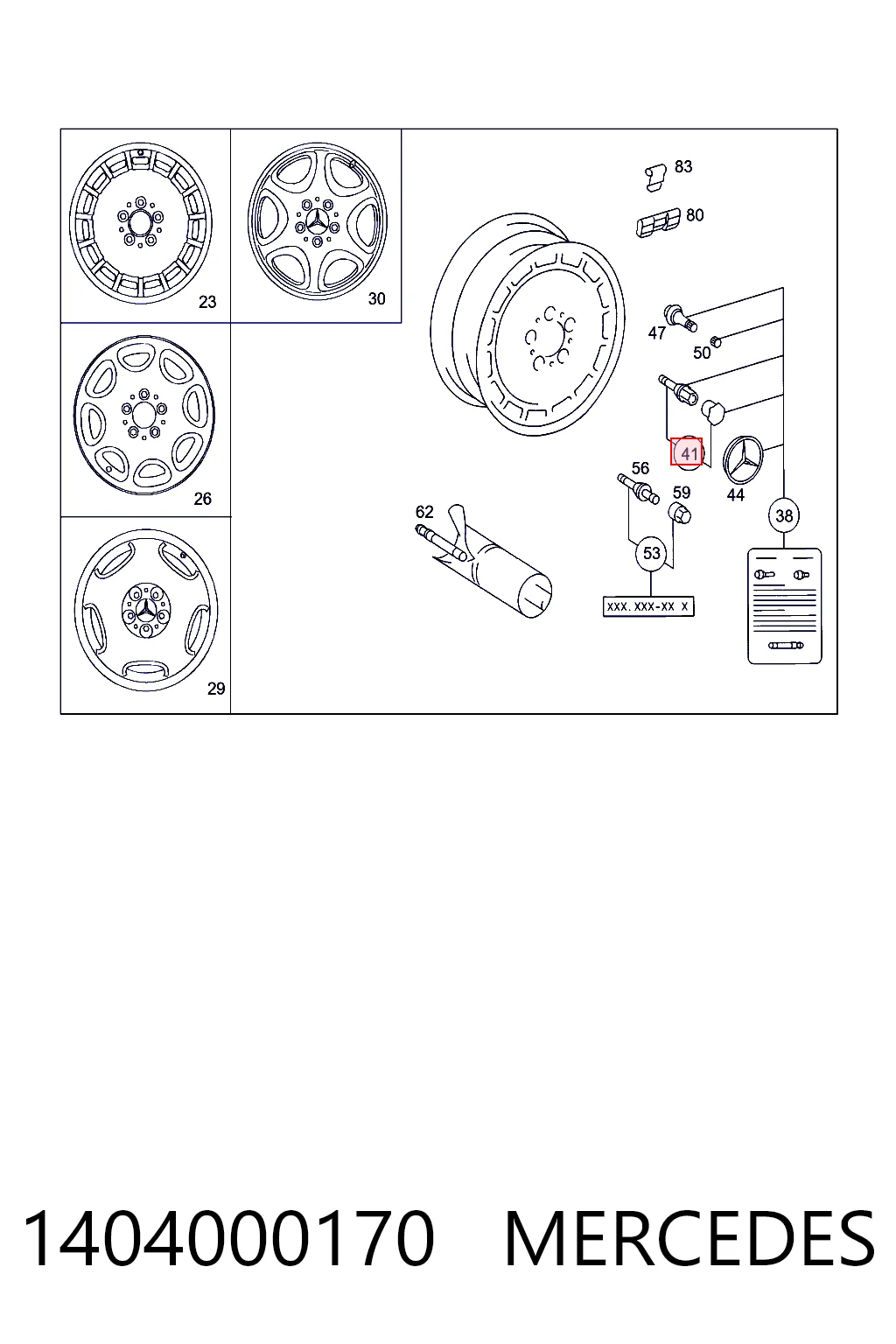 1404000170 Mercedes Tornillos para llantas