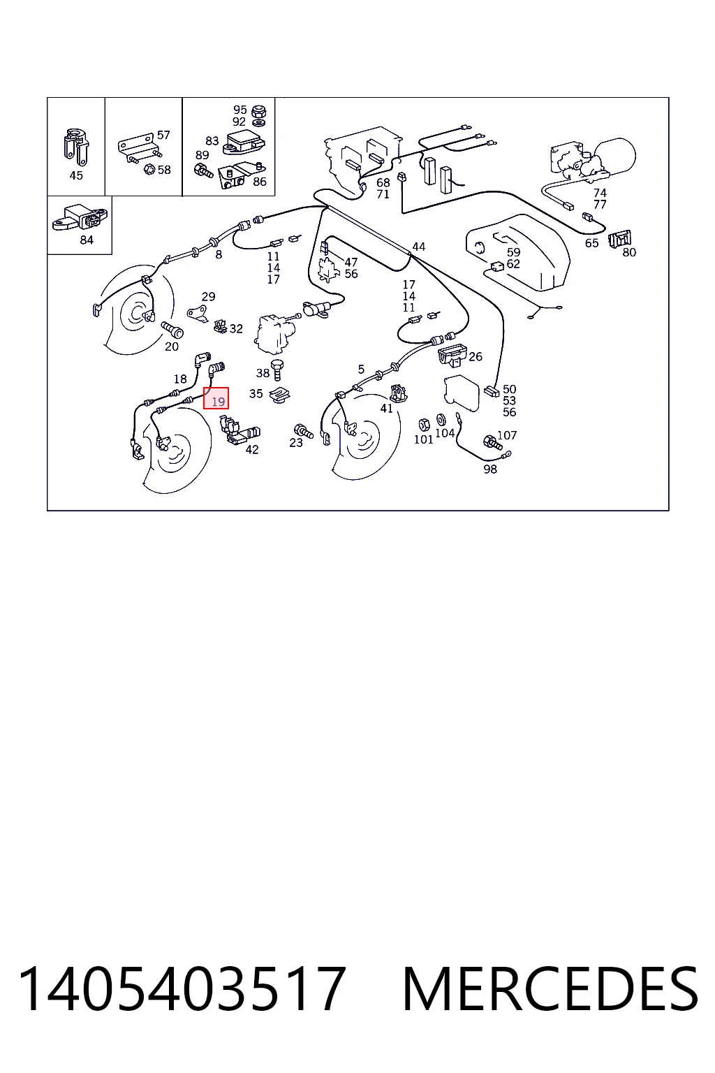 1405403517 Mercedes Sensor de freno, delantero derecho