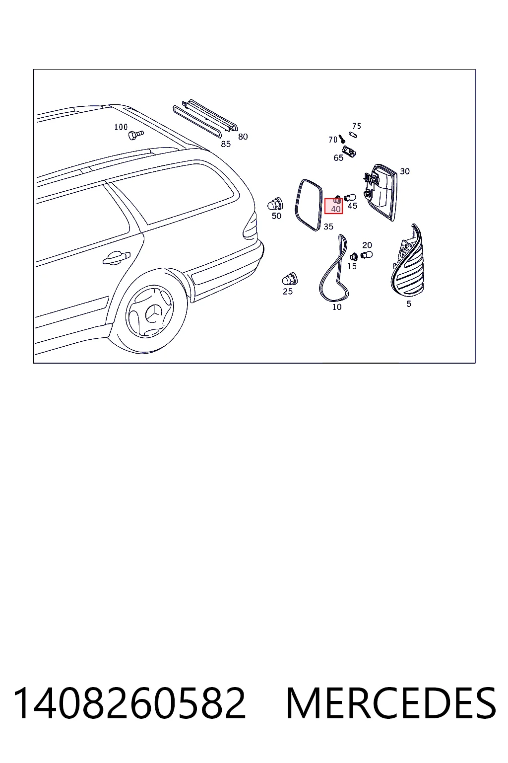 1408260582 Mercedes Portalámparas de luz trasera