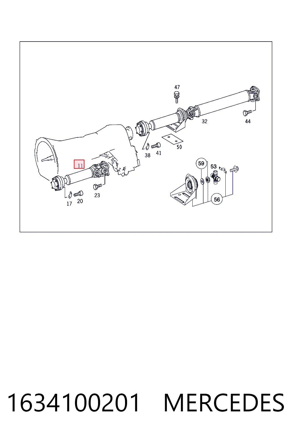 1634100201 Mercedes Transmisión cardán, eje delantero