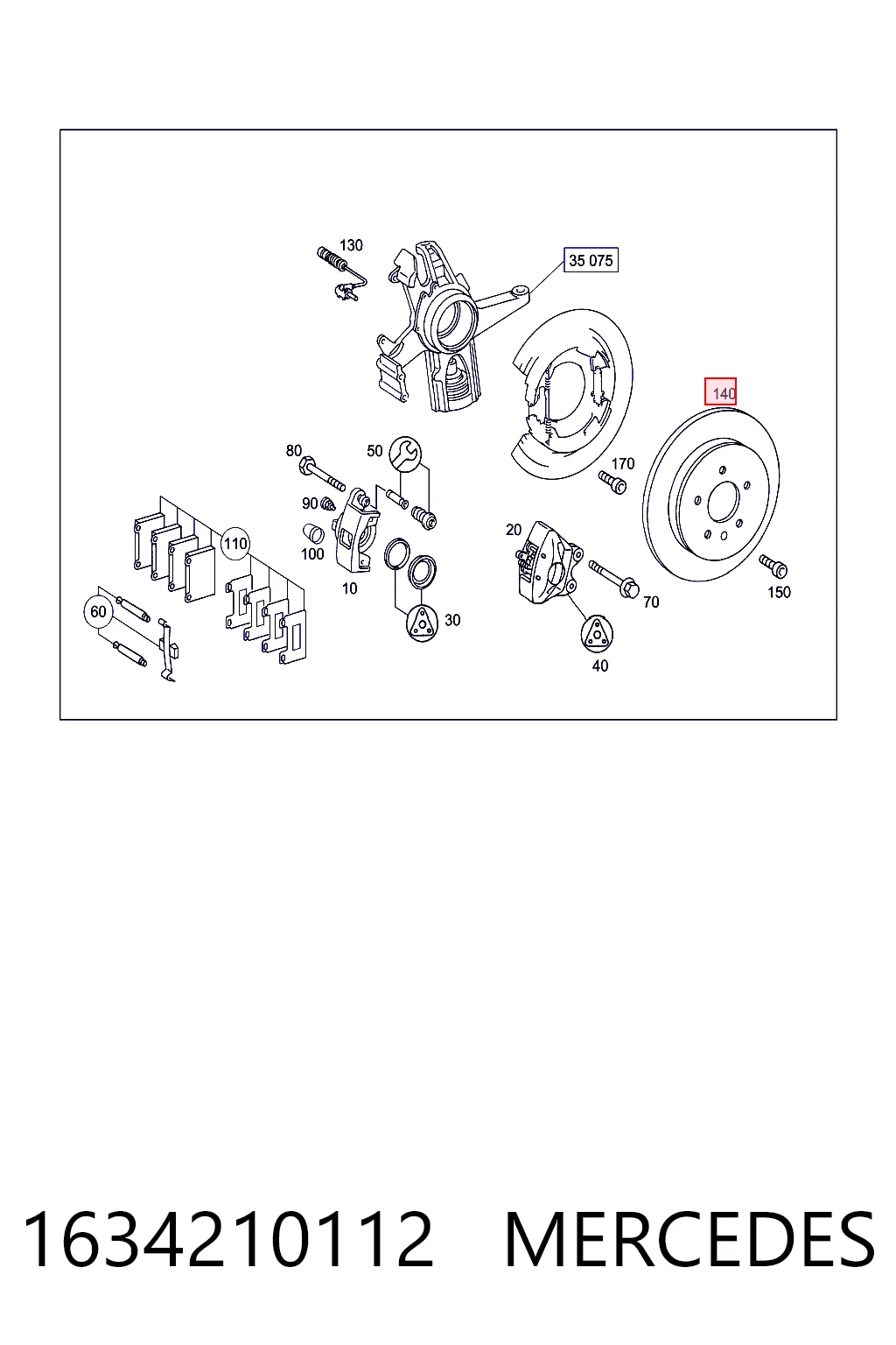 1634210112 Mercedes Freno de disco trasero