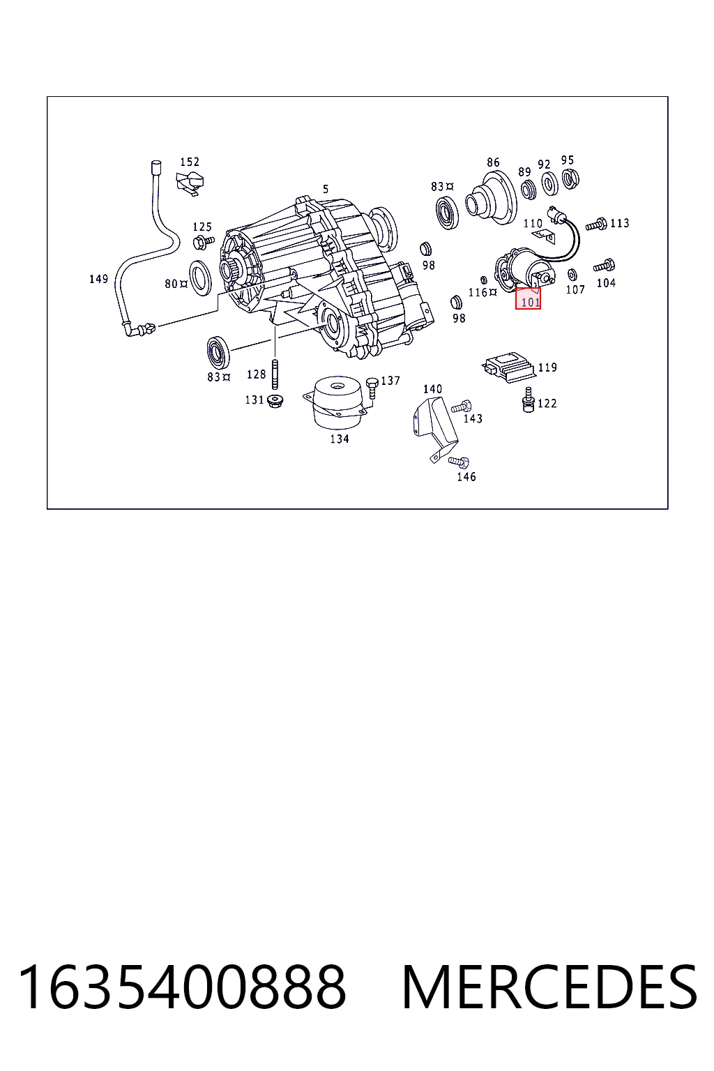 1635400888 Mercedes Motor de control de la caja de transferencia