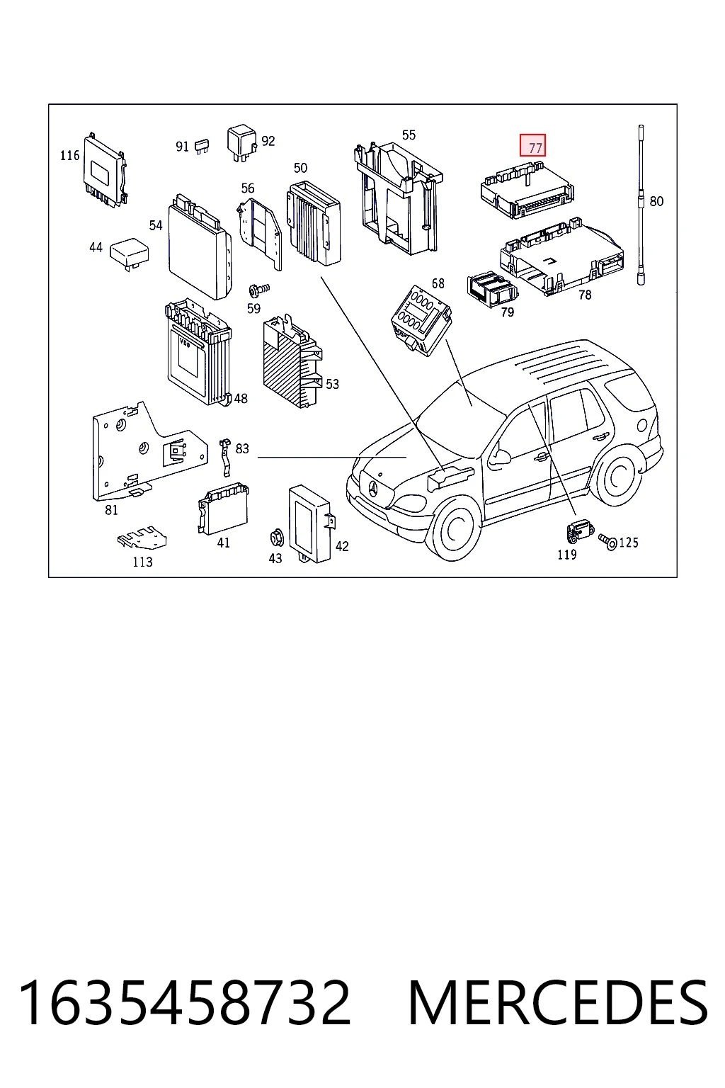 Módulo de control del motor (ECU) 1635458732 MERCEDES